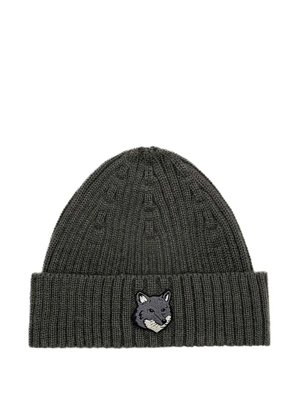 Logo-Patch Ribbed-Knit Beanie Hat by Maison Kitsuné
