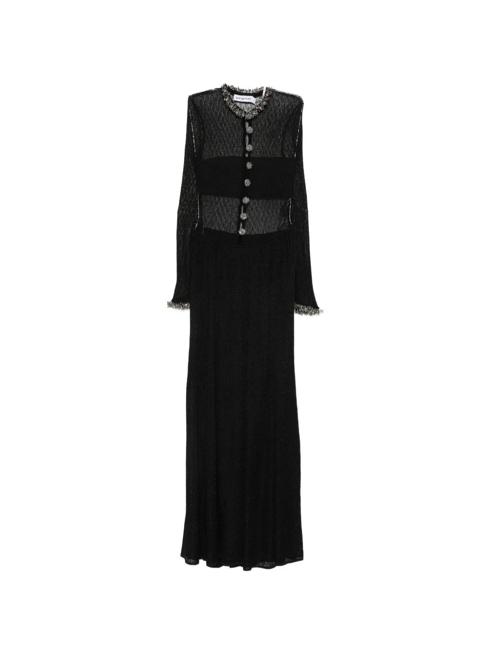 Embellished Open-Knit Maxi Dress by Self-Portrait