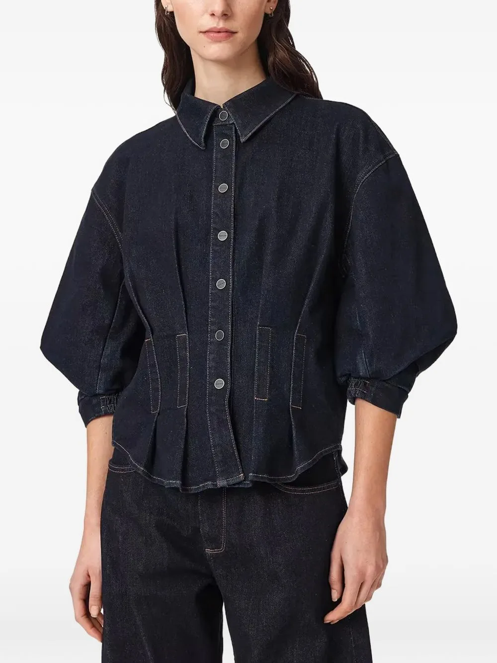 Nancy Puff-Sleeve Denim Shirt by AllSaints