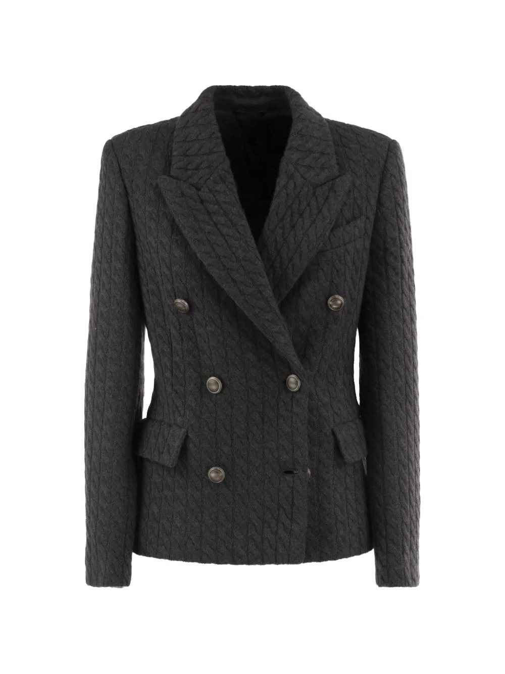 Double-Breasted Cable-Knit Blazer by Brunello Cucinelli