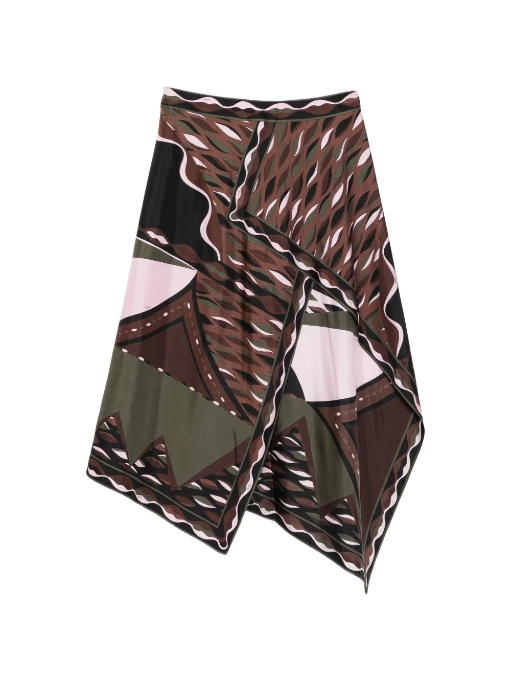 Asymmetric Printed Long Skirt