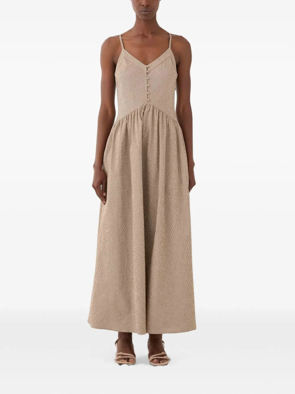 Button-Up Flared Maxi Dress by Eleh