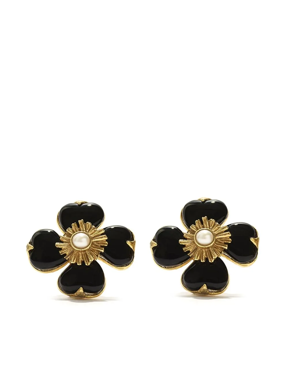 Flower-Motif Clip-On Earrings by Goossens