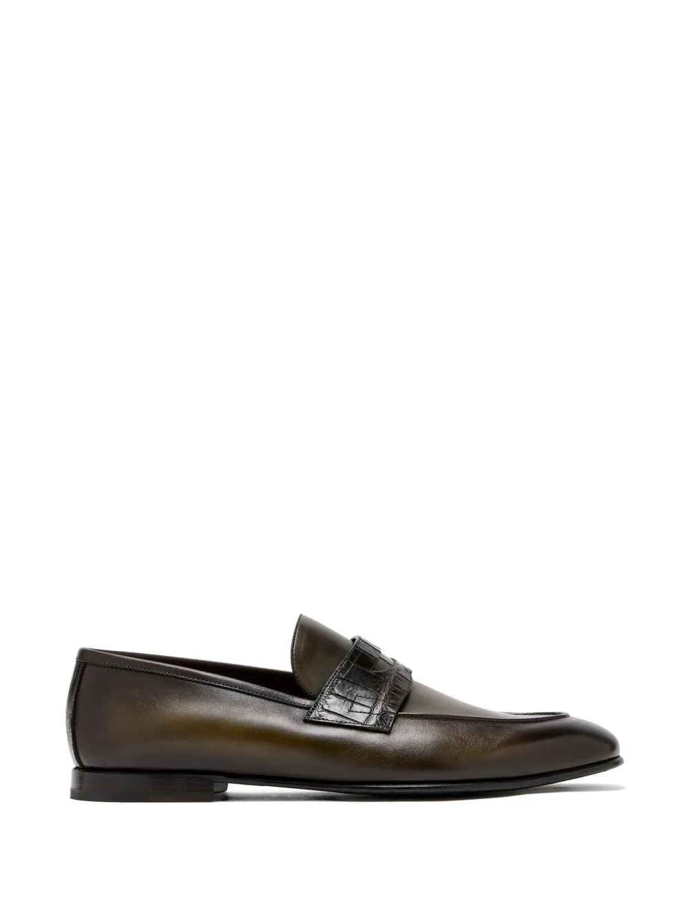 Crocodile-Effect Leather Loafers by Barrett