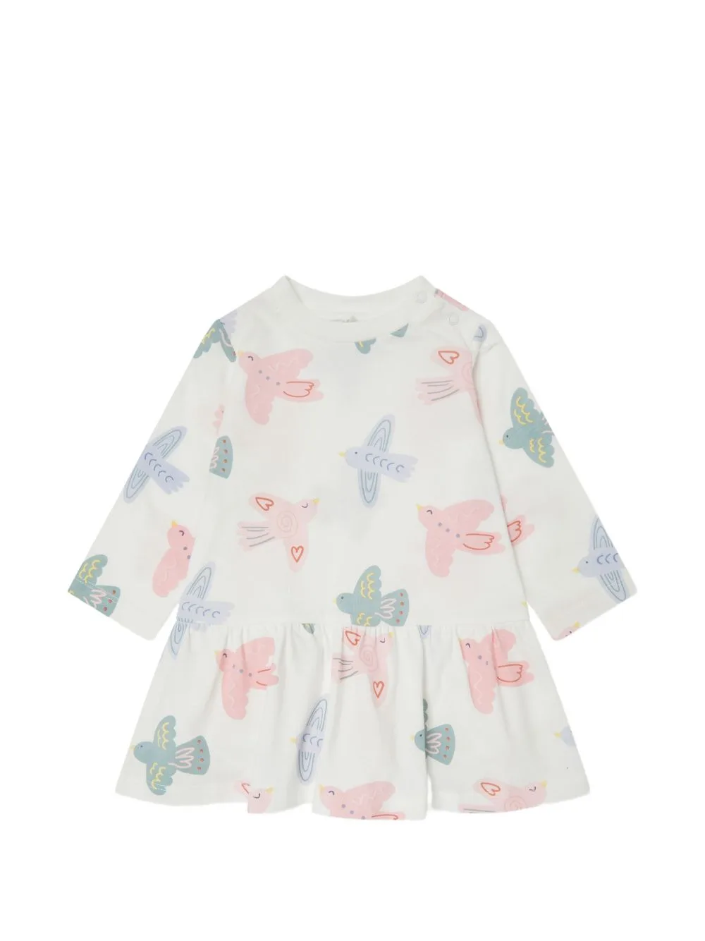 Bird-Print Ruffled Casual Dress by Stella McCartney Kids