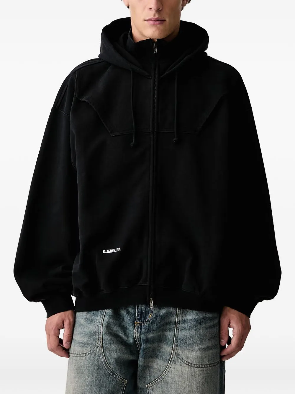 Upside-Down Logo-Print Zip-Up Hoodie by VETEMENTS