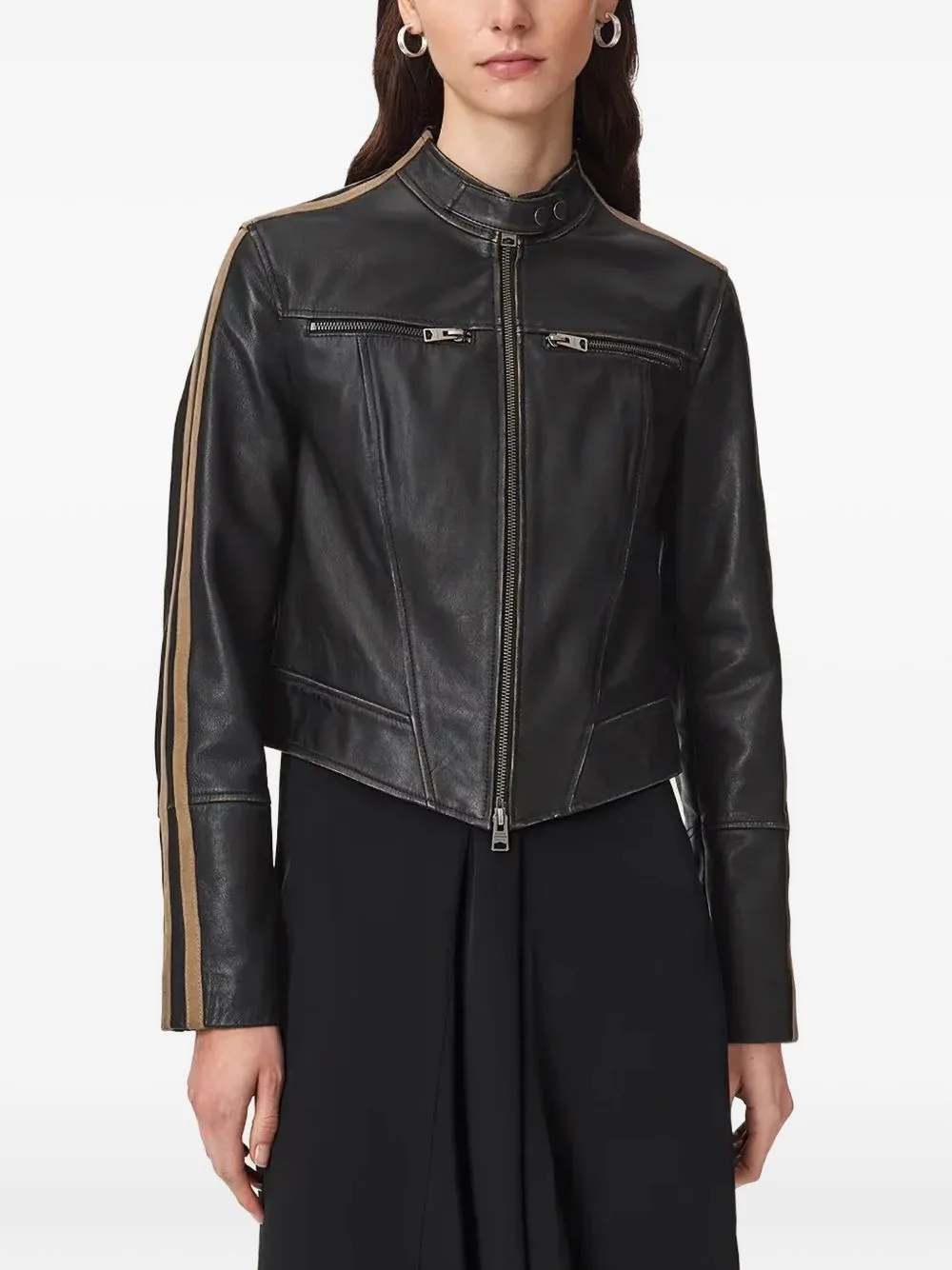 Tiggy Side-Stripe Leather Jacket by AllSaints