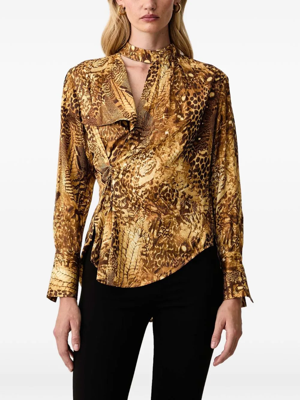 Animal-Print Twisted Blouse by AllSaints