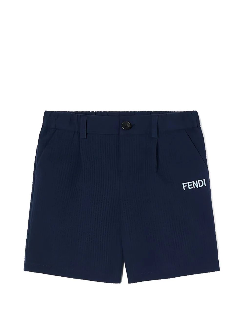 Seersucker Logo-Embroidered Shorts by Fendi Kids