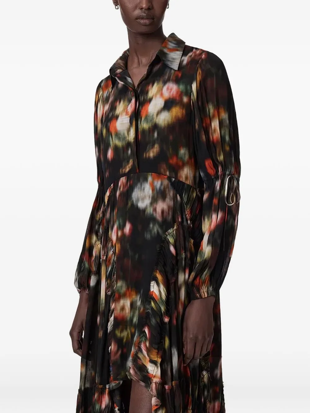 Floral-Print Ruffled Dress by AllSaints