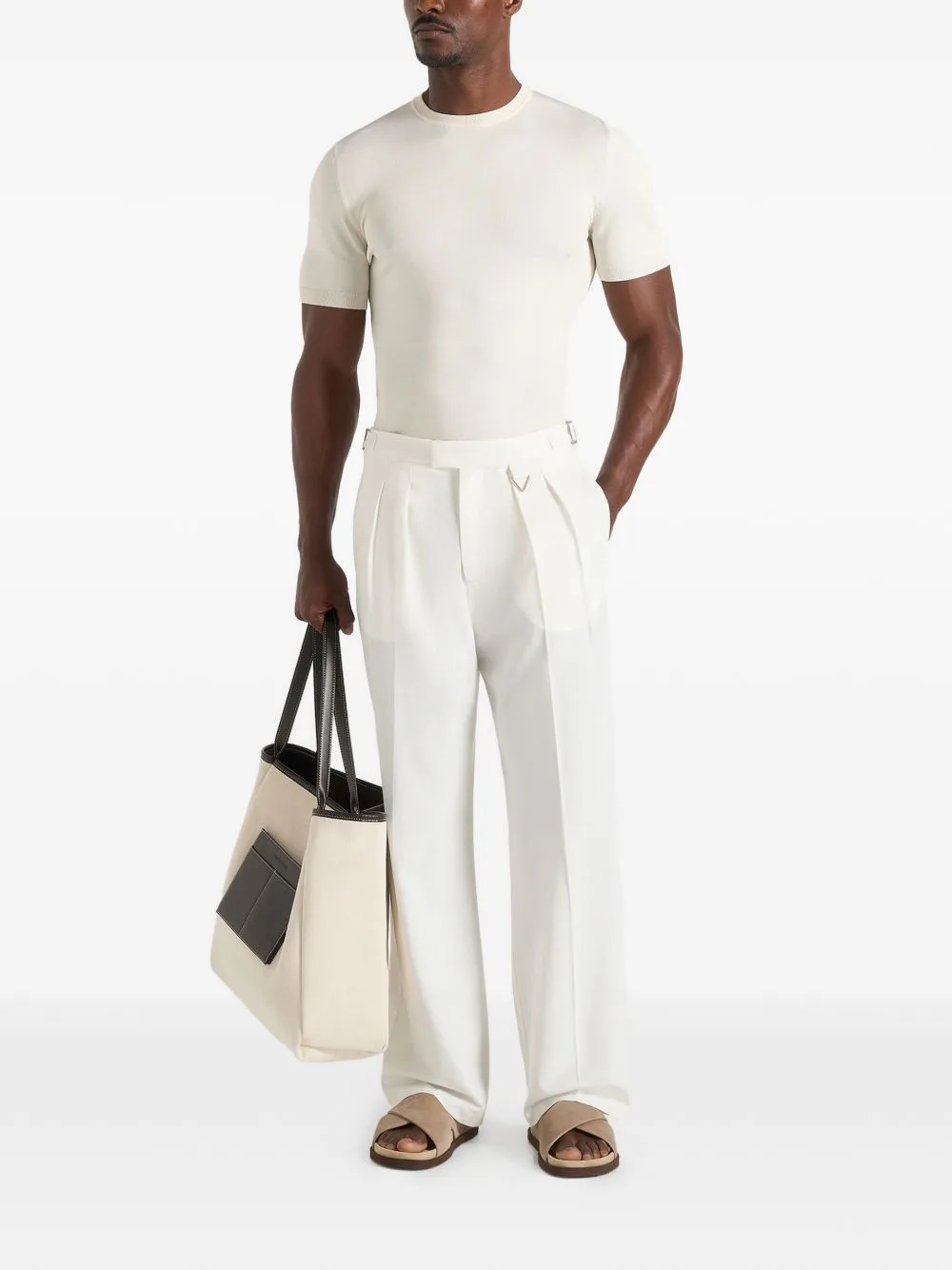 Pierre Relaxed Fit Linen Pleated Trousers by Manière De Voir