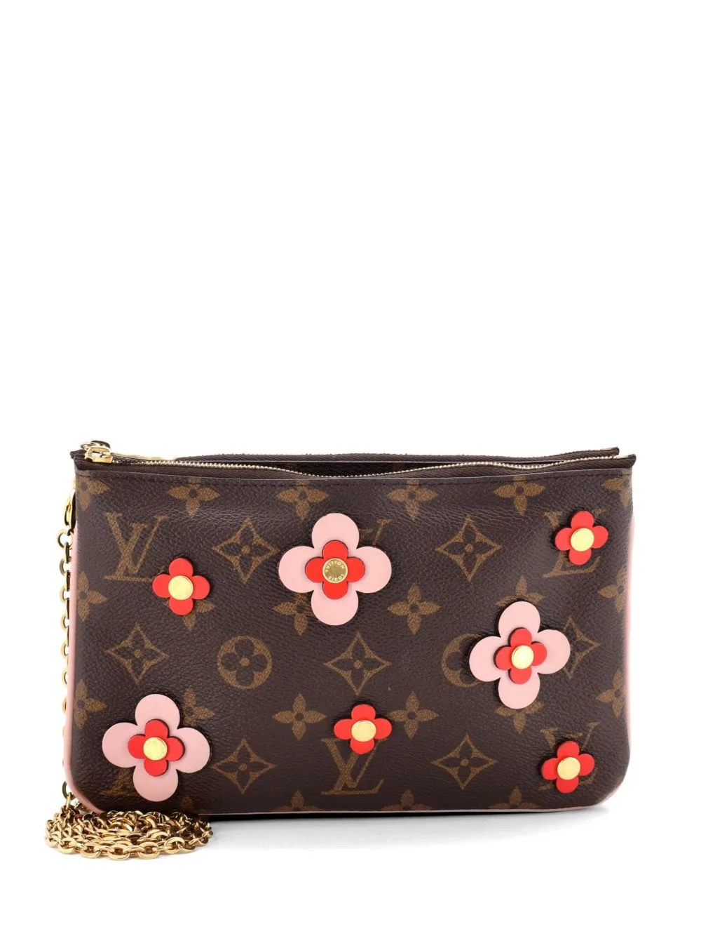 Double Zip Pochette Blooming Flowers Monogram Canvas Crossbody Bag