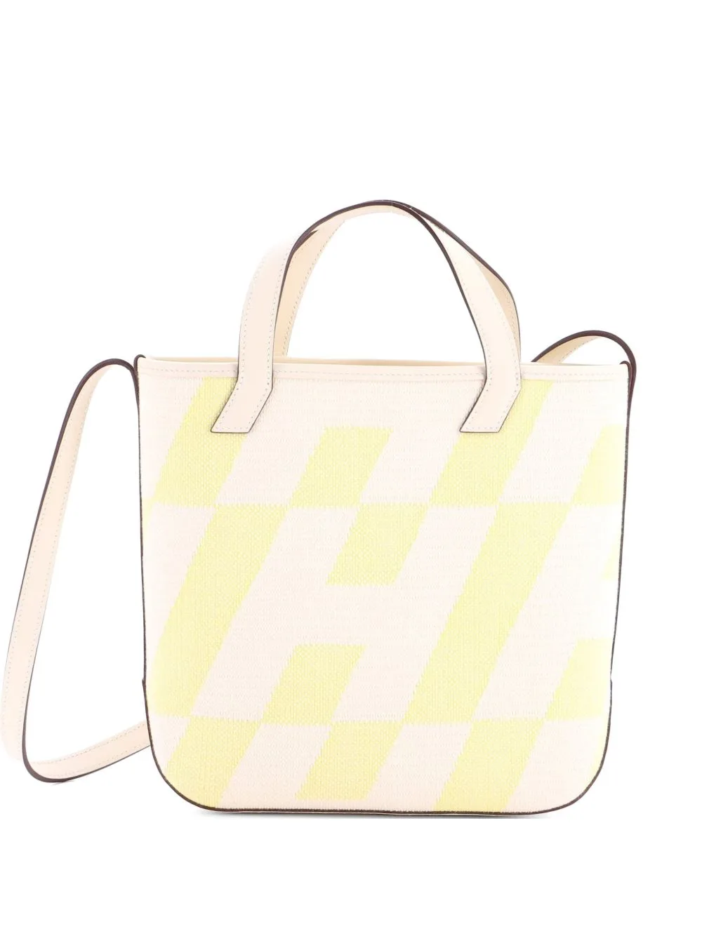 Cabas H En Biais Tote Canvas with Leather 27 Shoulder Bag by Hermès Pre-Owned