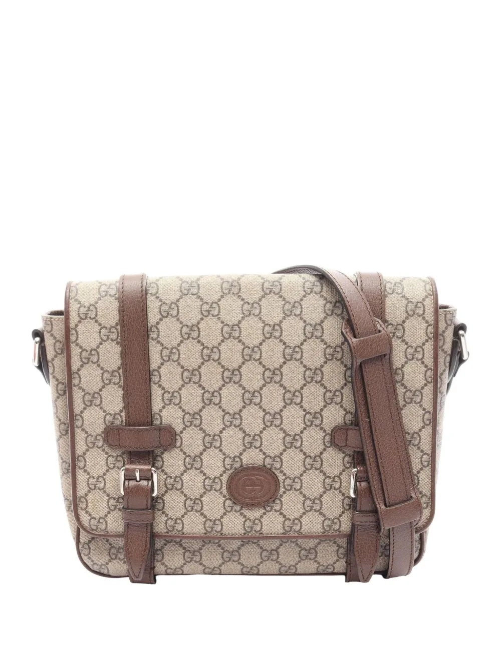 2016-2026 GG Supreme Textured Dollar Calfskin Retro Interlocking G Flap Messenger Bag Crossbody Bag by Gucci Pre-Owned