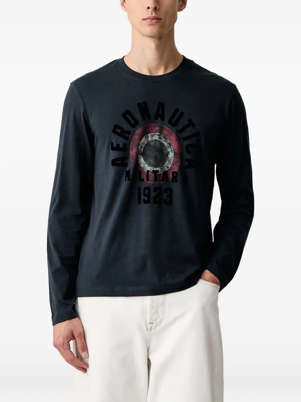 Logo-Print Long-Sleeve T-Shirt by Aeronautica Militare