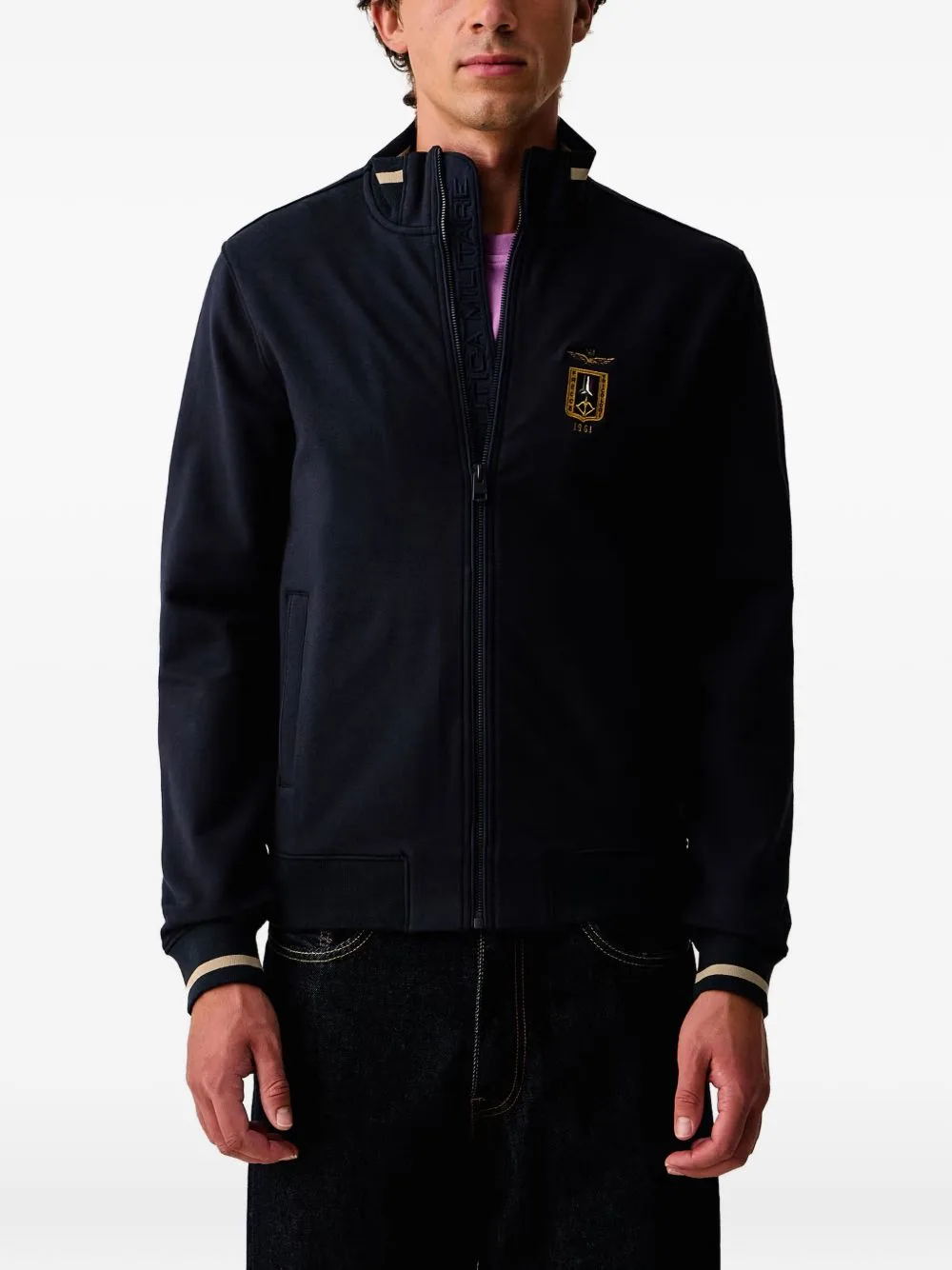 Embroidered Zip-Up Sweater by Aeronautica Militare