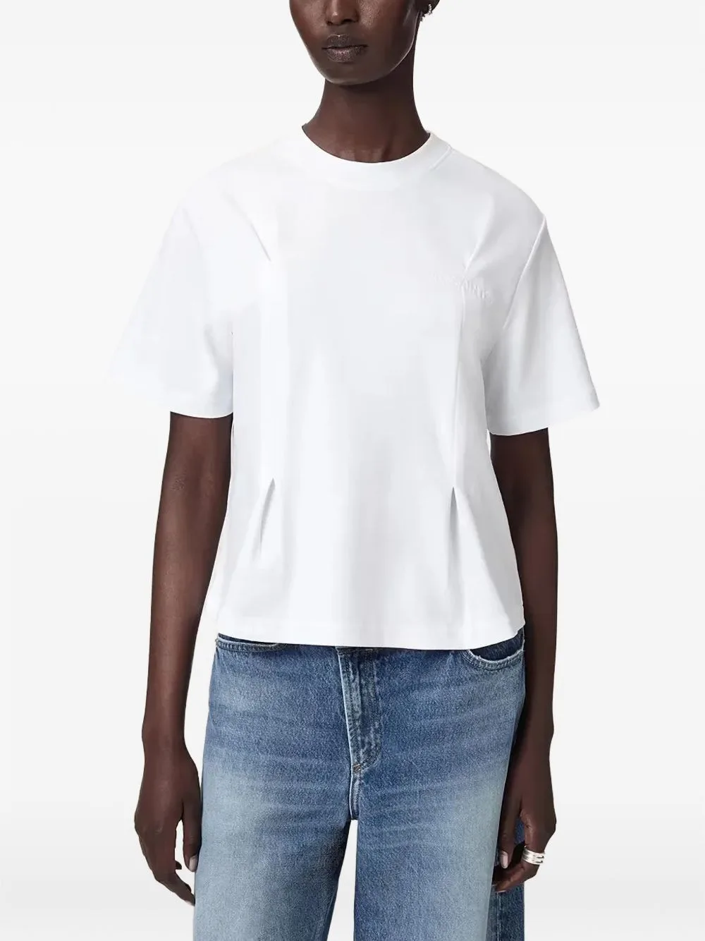 Pleated Embroidered-Logo T-Shirt by AllSaints