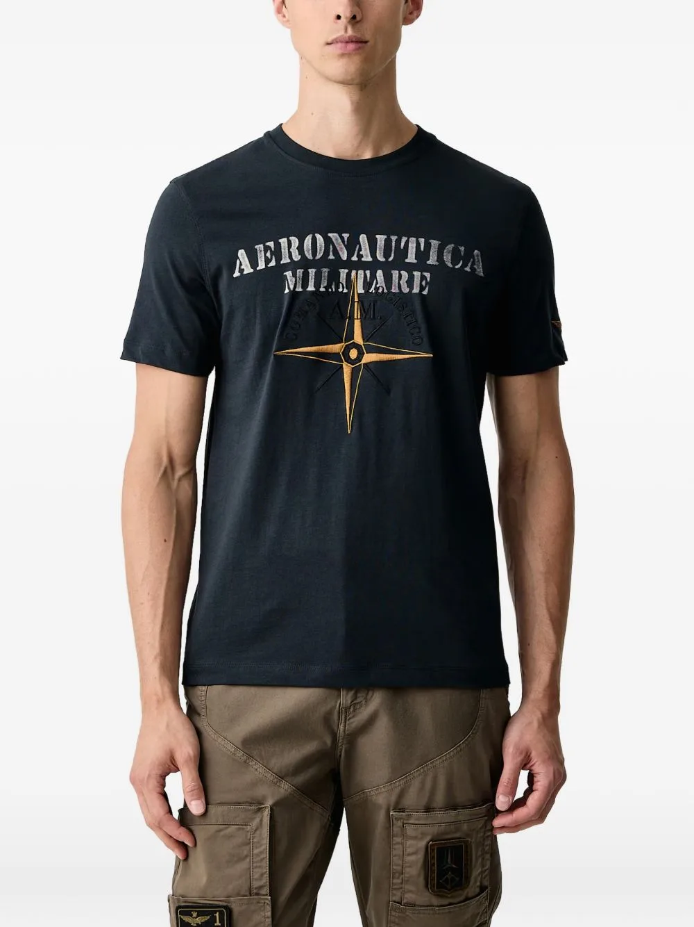 Logo-Print Embroidered T-Shirt by Aeronautica Militare