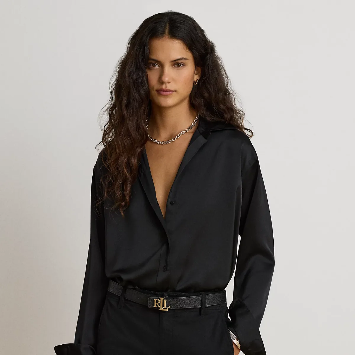 Satin Charmeuse Relaxed-Fit Shirt by Lauren Ralph Lauren