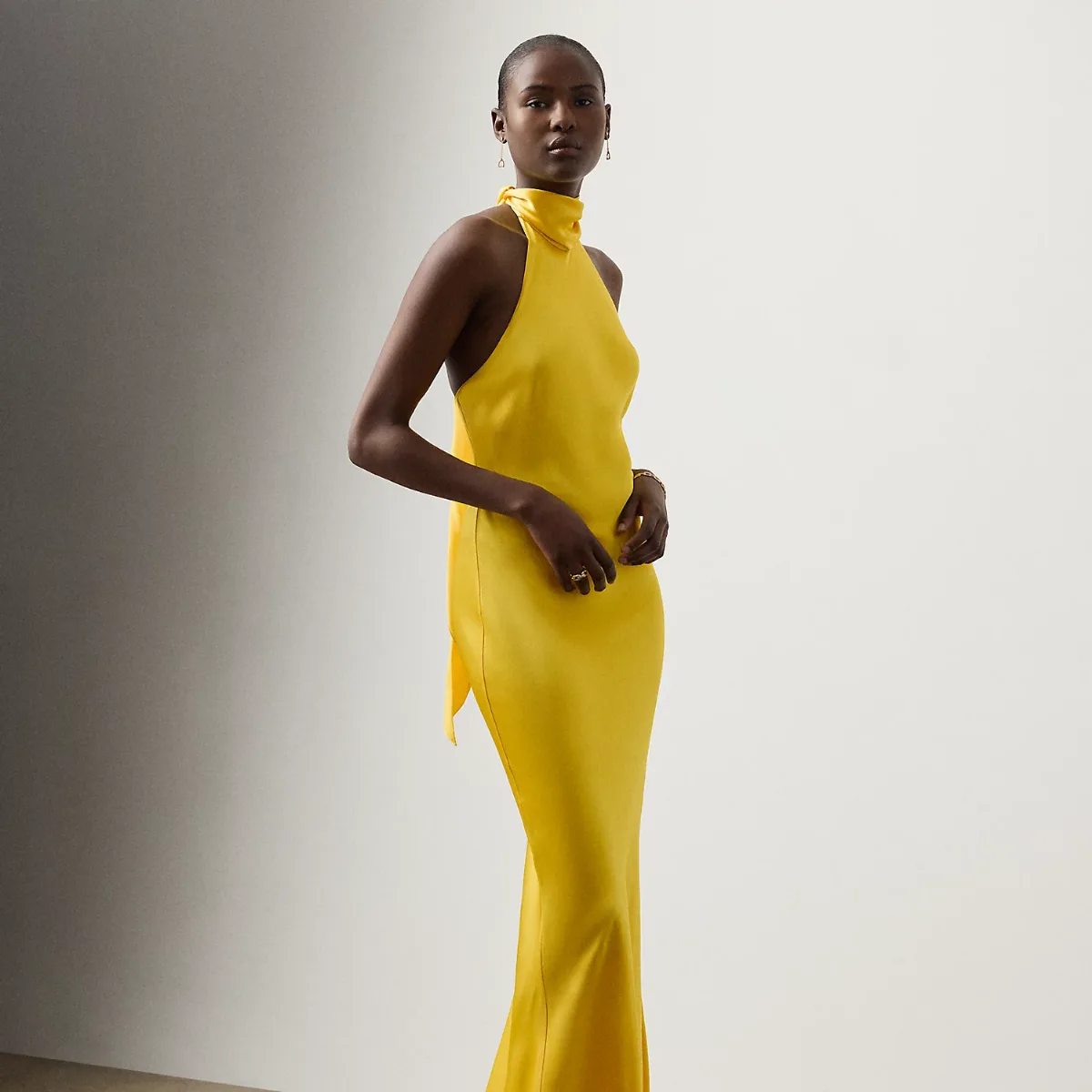 Chilton Stretch Satin Evening Dress by Ralph Lauren Collection
