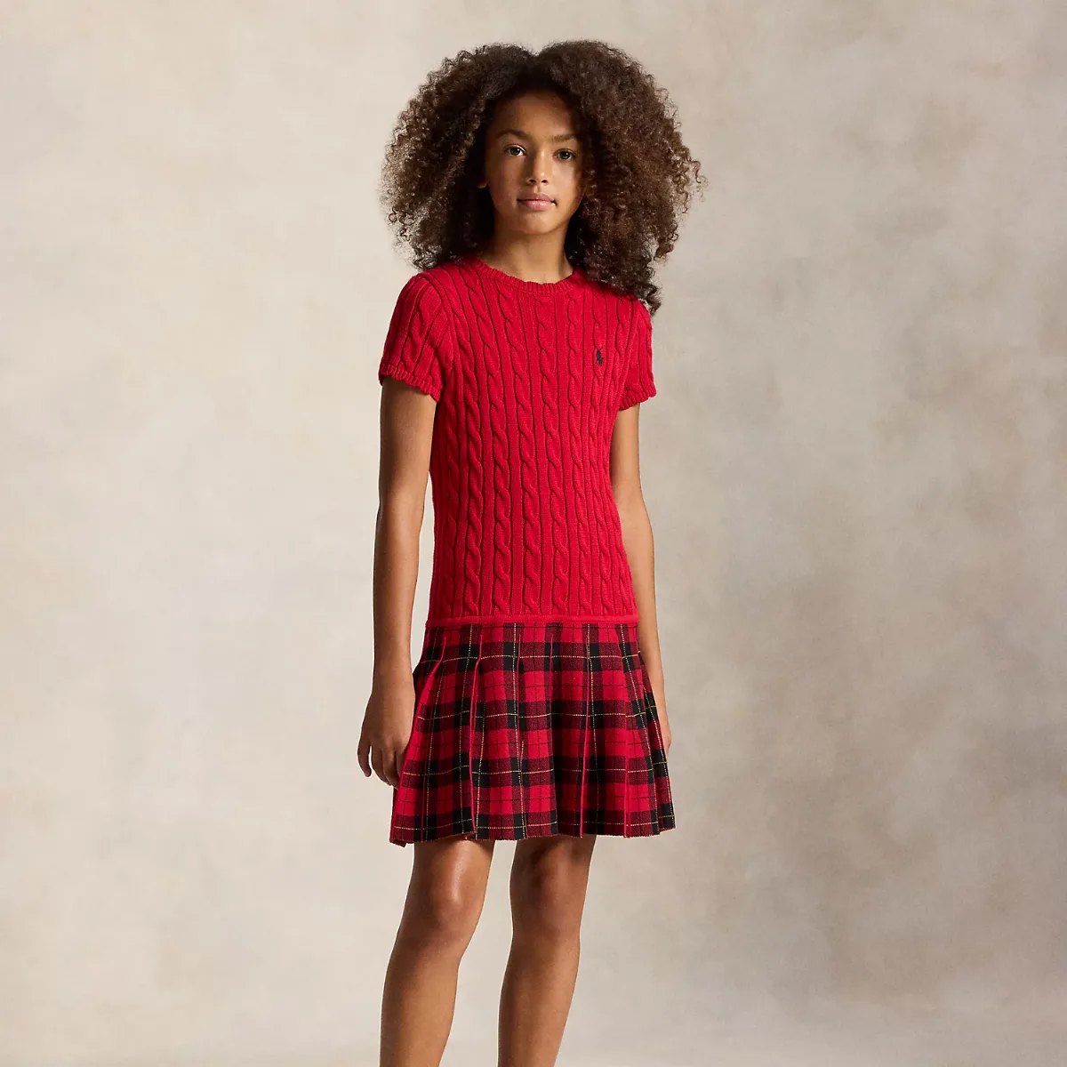 Plaid-Skirt Cotton Jumper Dress by Ralph Lauren