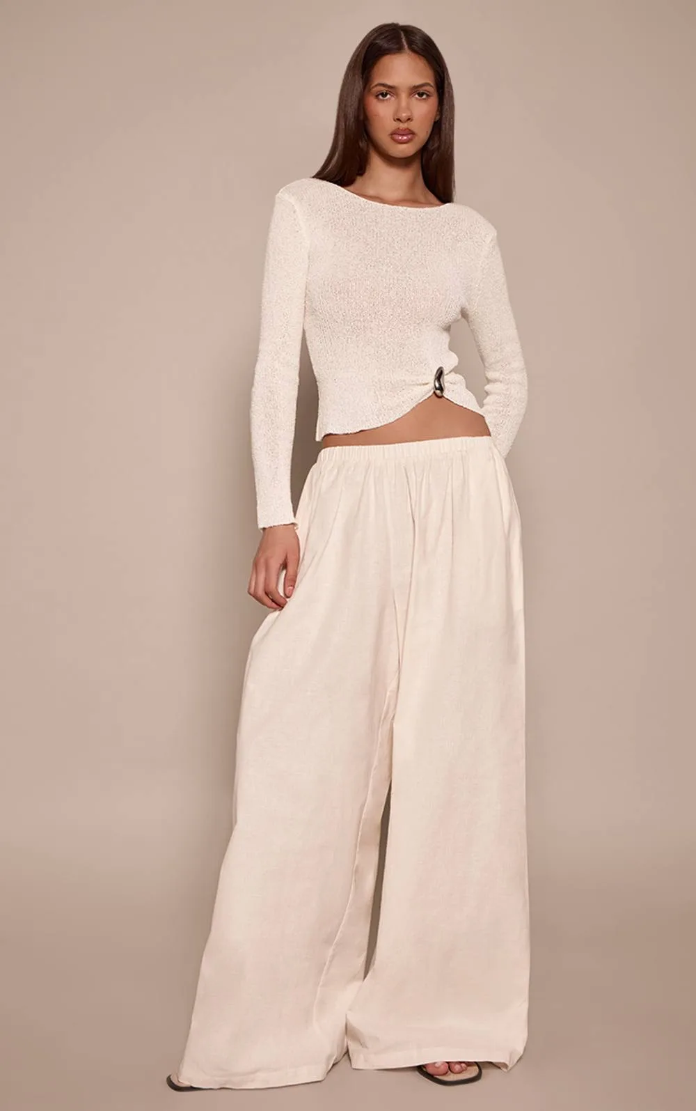 Linen Look Palazzo Trousers by PrettyLittleThing