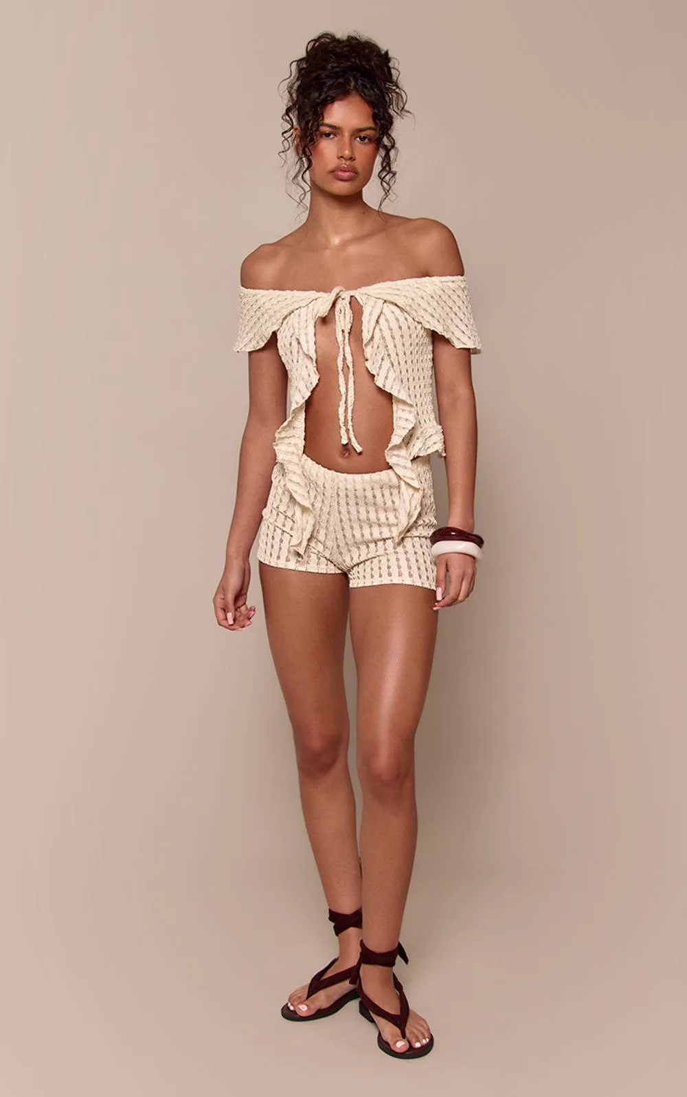 Textured Low Rise Hot Pants Co-Ord by PrettyLittleThing