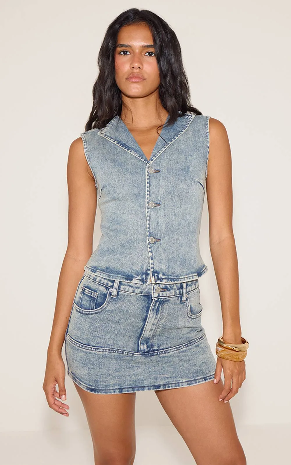 Sleeveless Denim Shirt by PrettyLittleThing