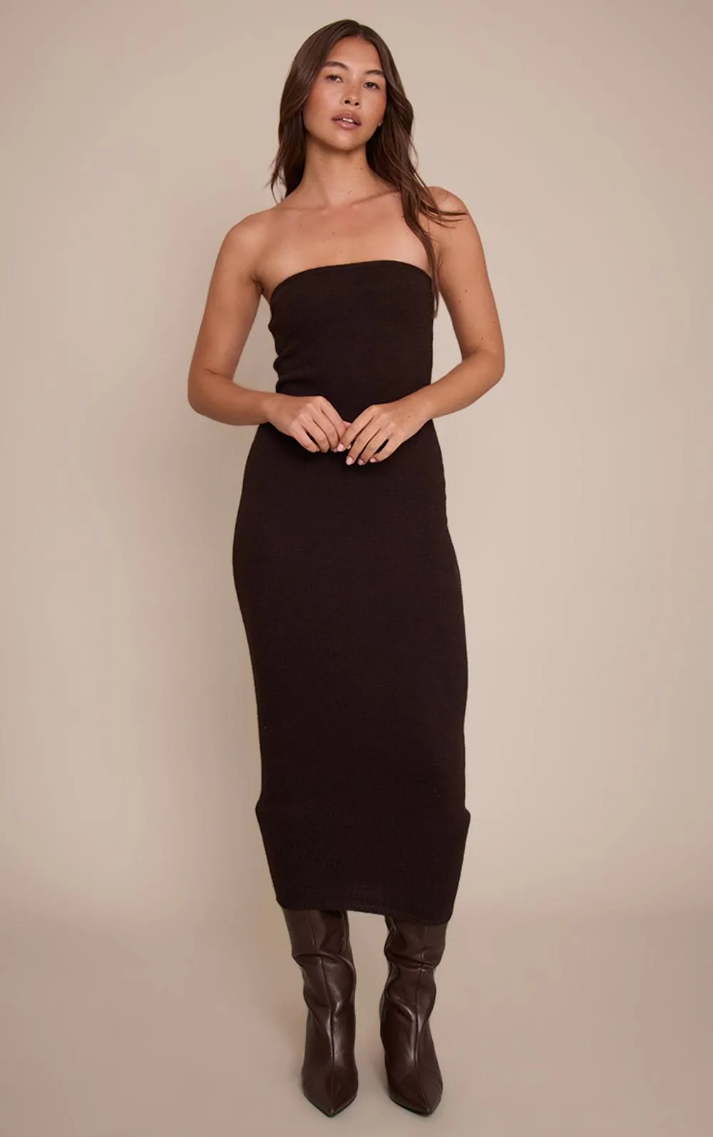 Bandeau Knitted Midi Dress by PrettyLittleThing