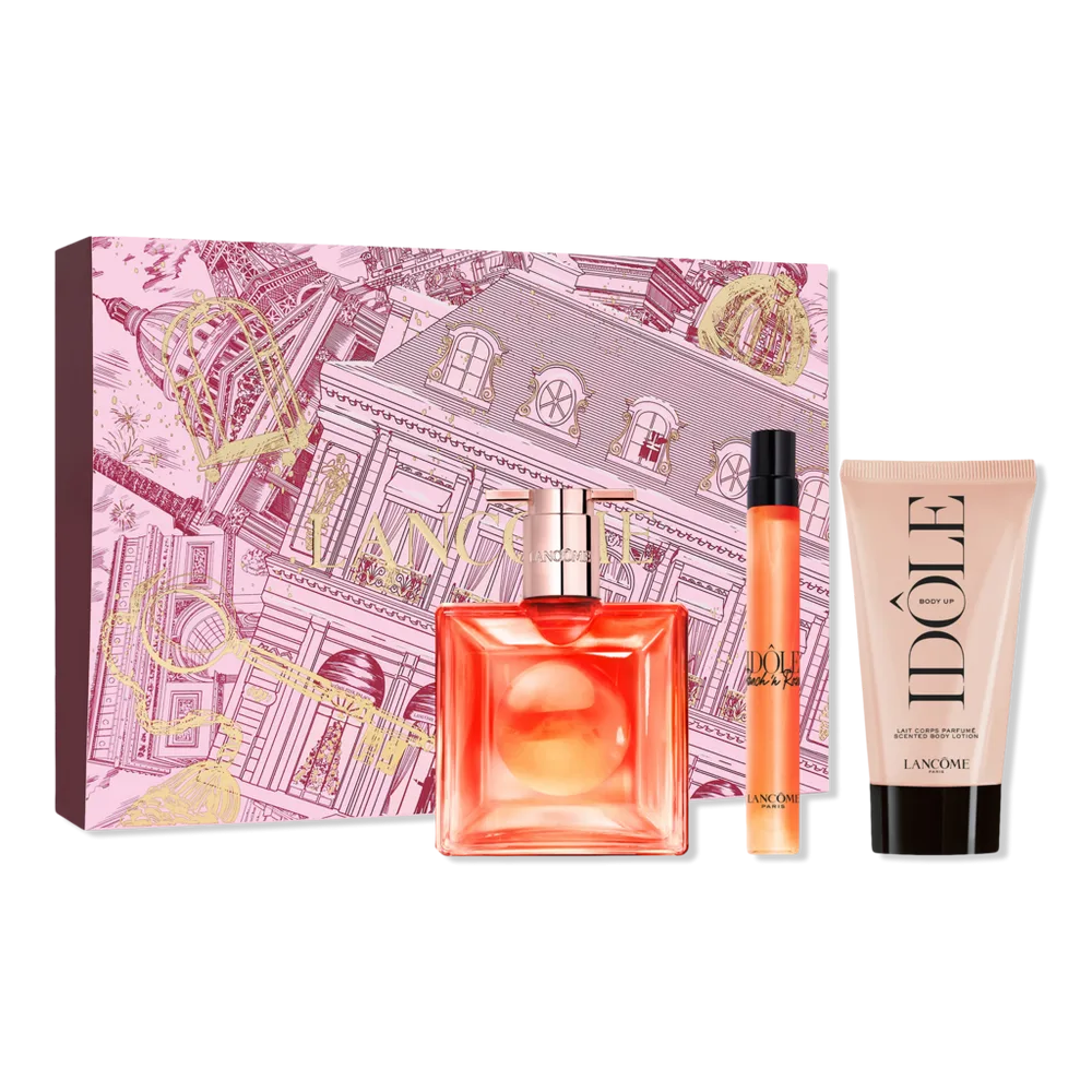 Idole Peach N' Roses Eau De Parfum 3 Piece Set with Body Lotion by Lancome