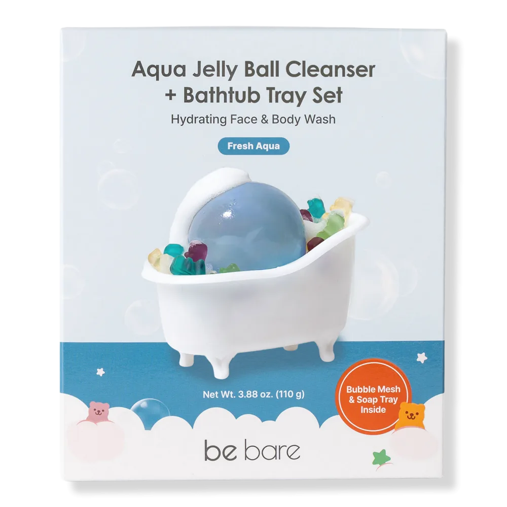 Aqua Jelly Ball Cleanser - Fresh Aqua - Bathtub Tray Set by be bare