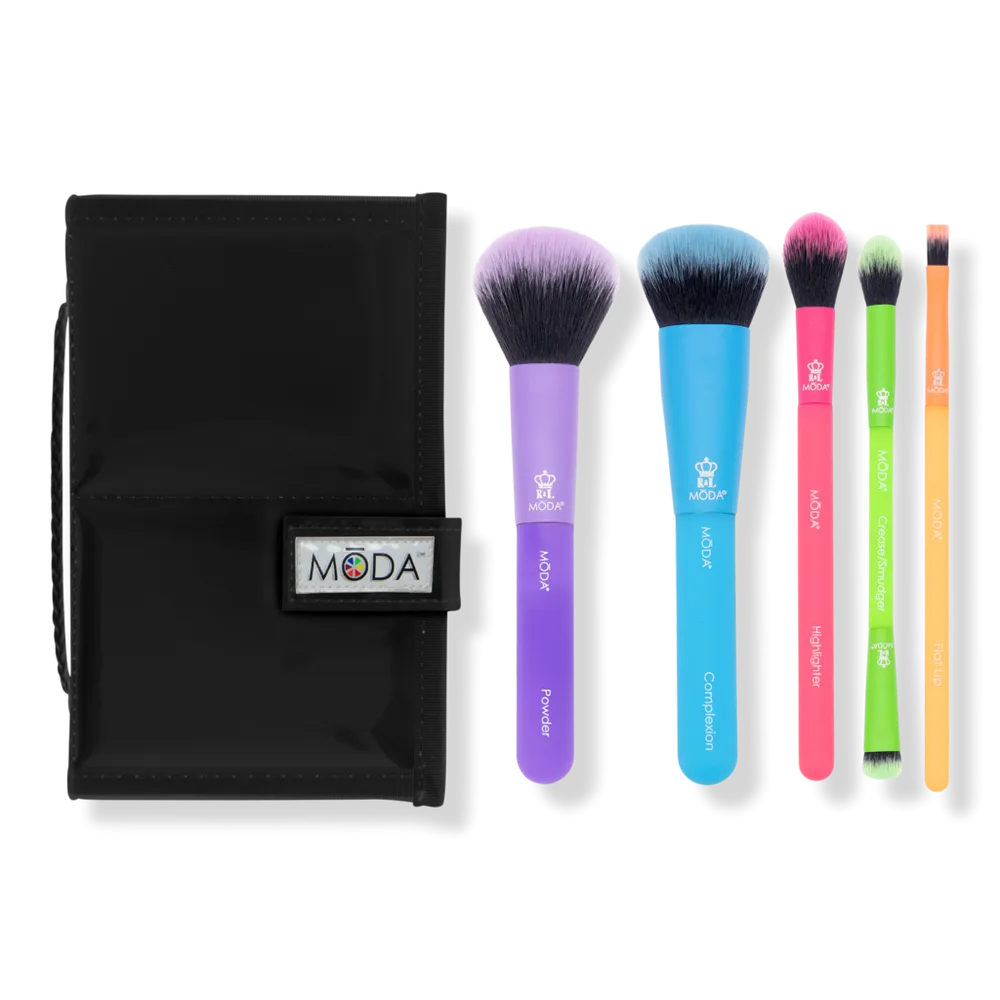 Totally Electric Complete Face Flip Makeup Brush Kit by MODA