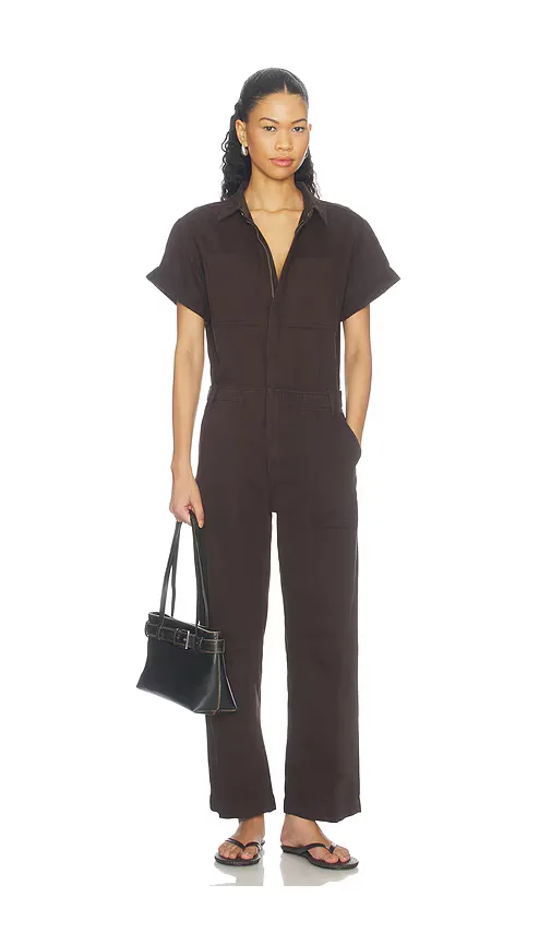 Cruz Short Sleeve Barrel Leg Jumpsuit by PISTOLA