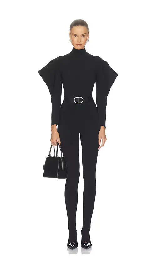 Wing Sleeve Open Back Bow Neck Catsuit by Norma Kamali