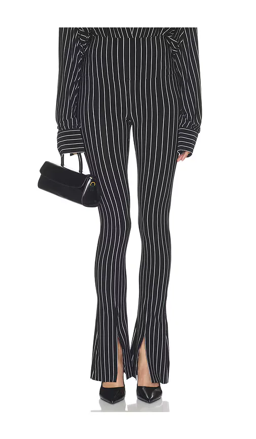 Spat Legging in Black & White Refined Pinstripe by Norma Kamali