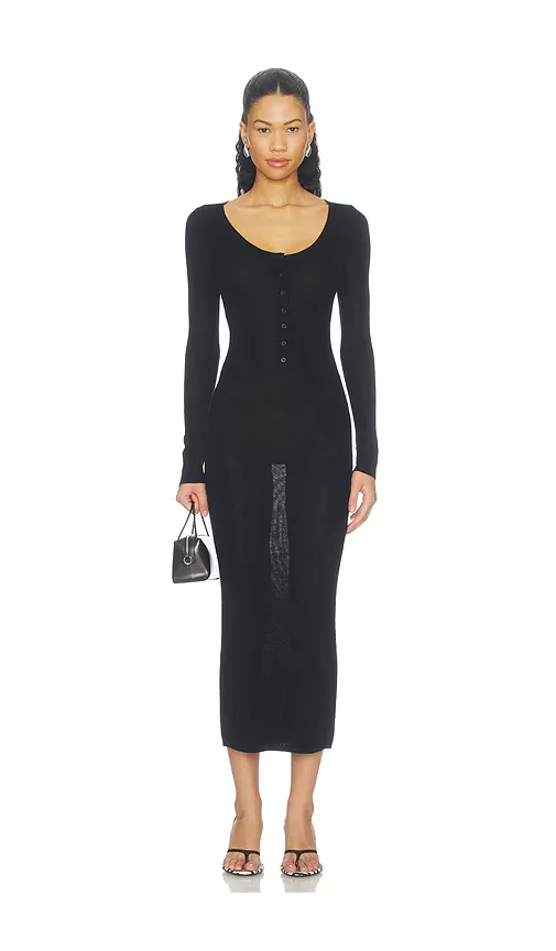 Light Merino Henley Longsleeve Dress by Susana Monaco