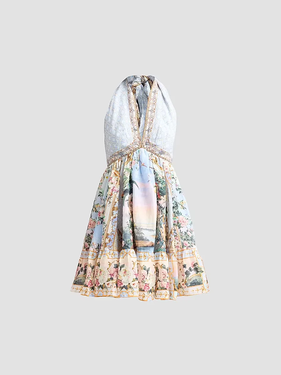 Sisi Society Print Ruffle Hem Mini Dress by Camilla