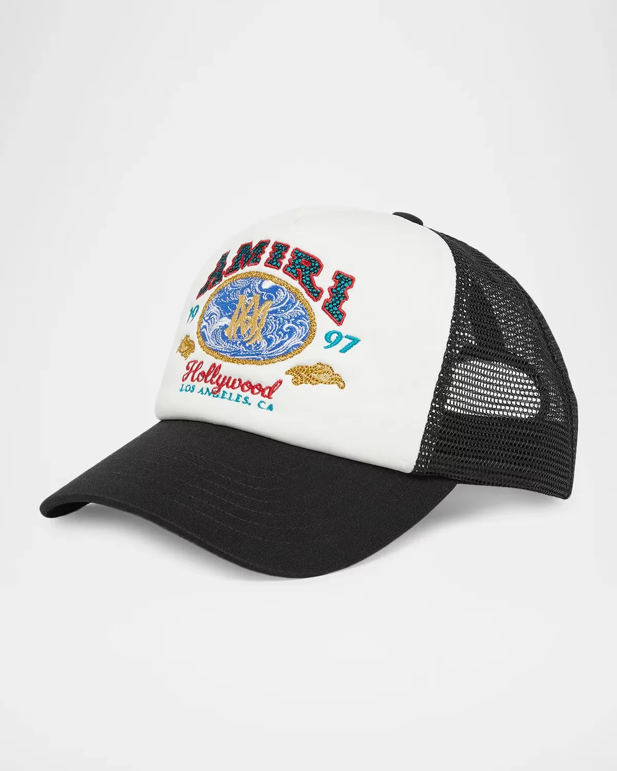 Wave Foam Embroidered Logo Trucker Hat by Amiri