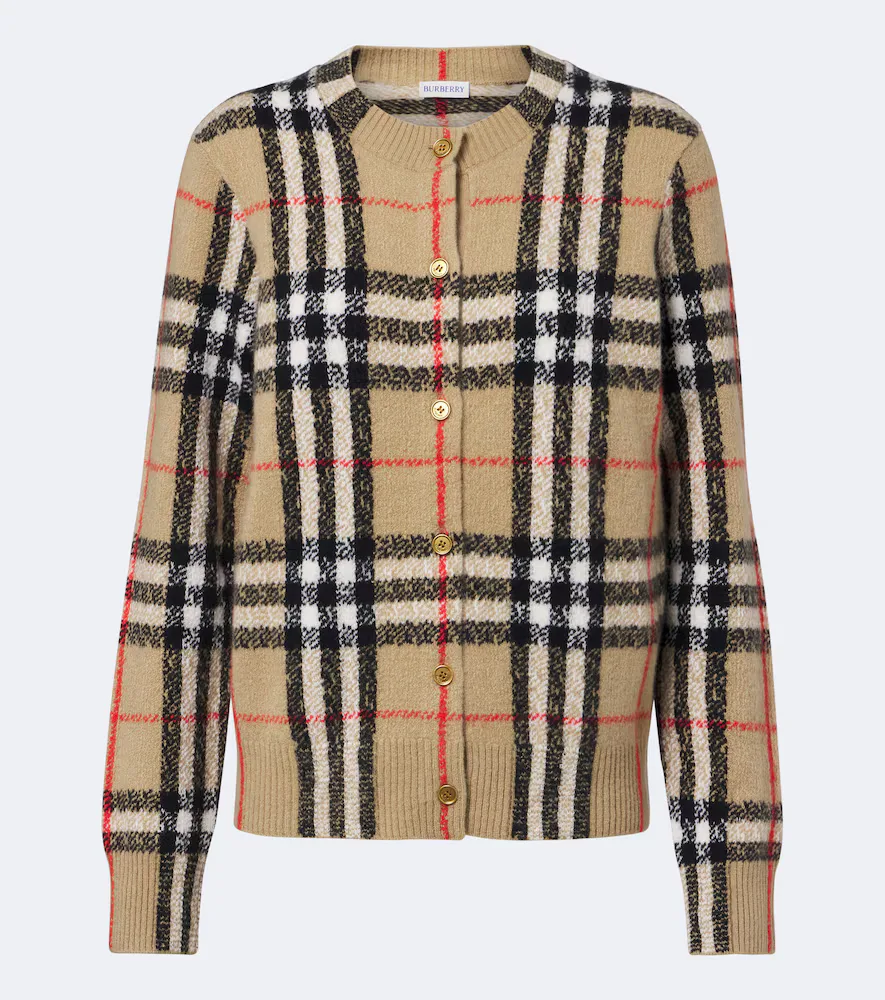 Burberry Check Cashmere Cardigan by Burberry