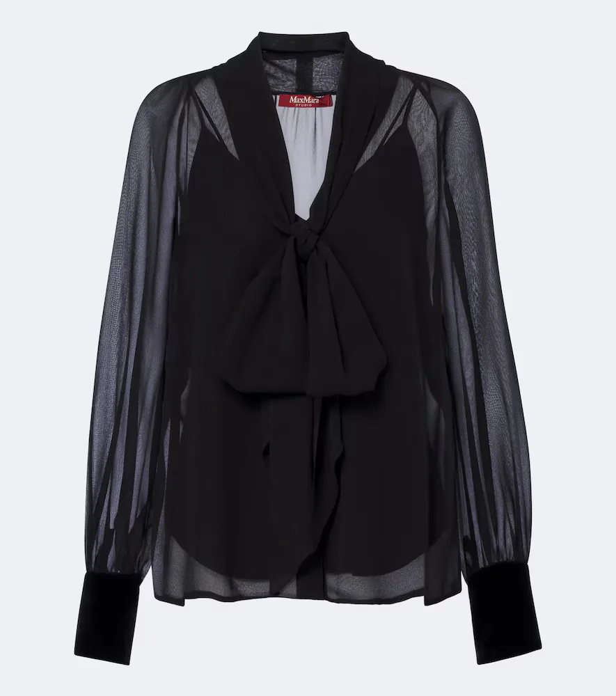 Elegante Tie-Neck Silk Blouse by Max Mara