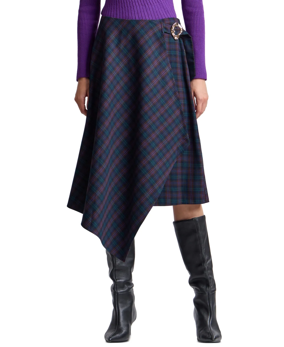 Asymmetrical Wrap Midi Skirt