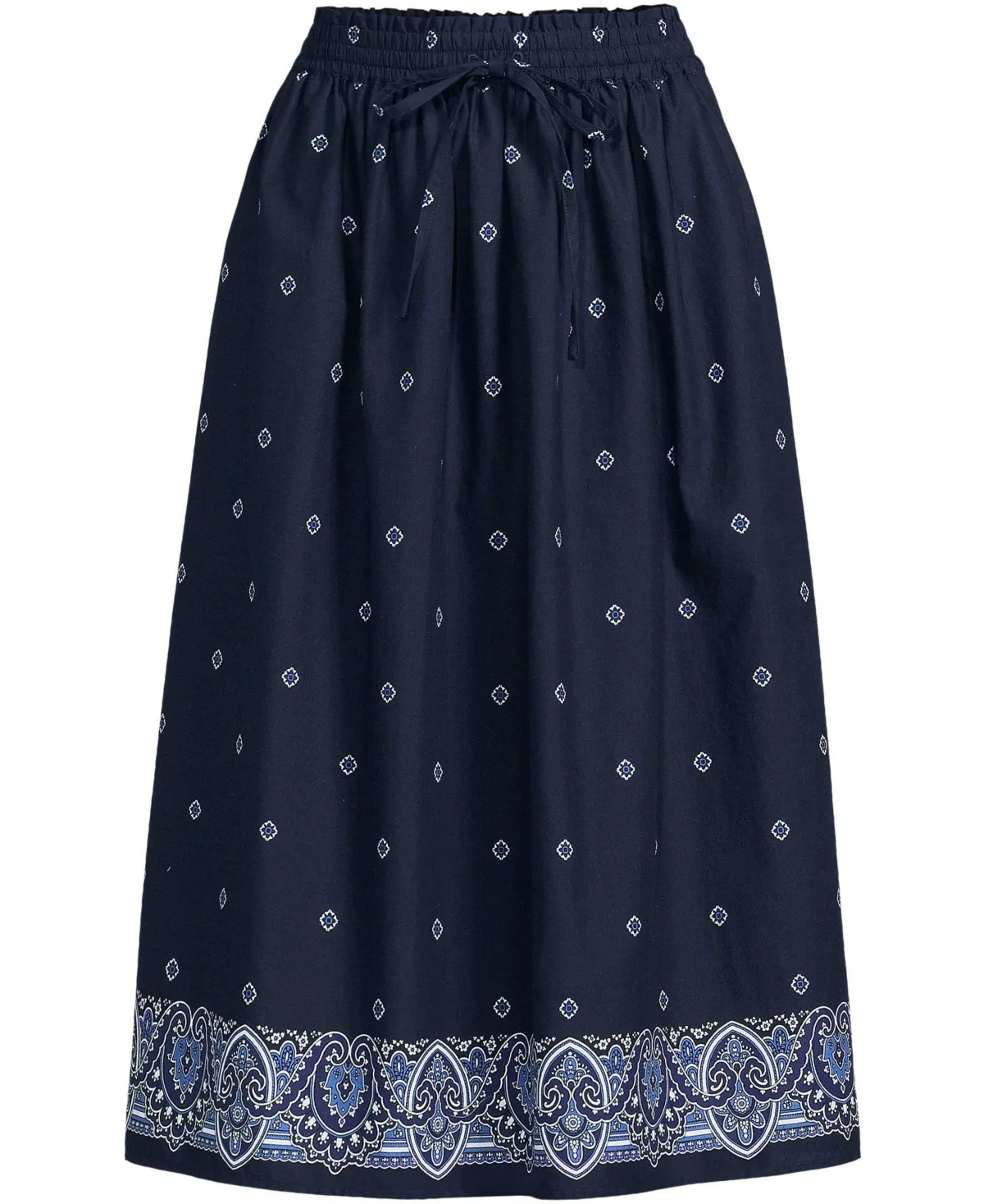 Poplin Pull on Midi Skirt by Lands' End