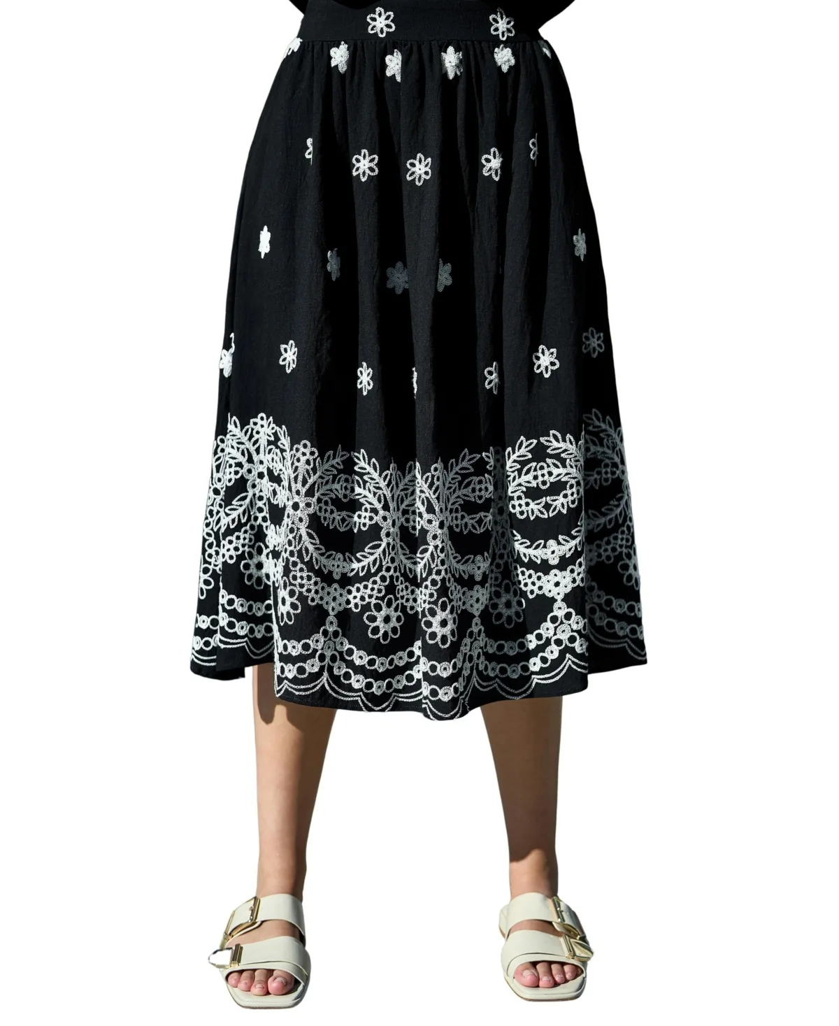 Embroidered Midi Skirt by Yumi