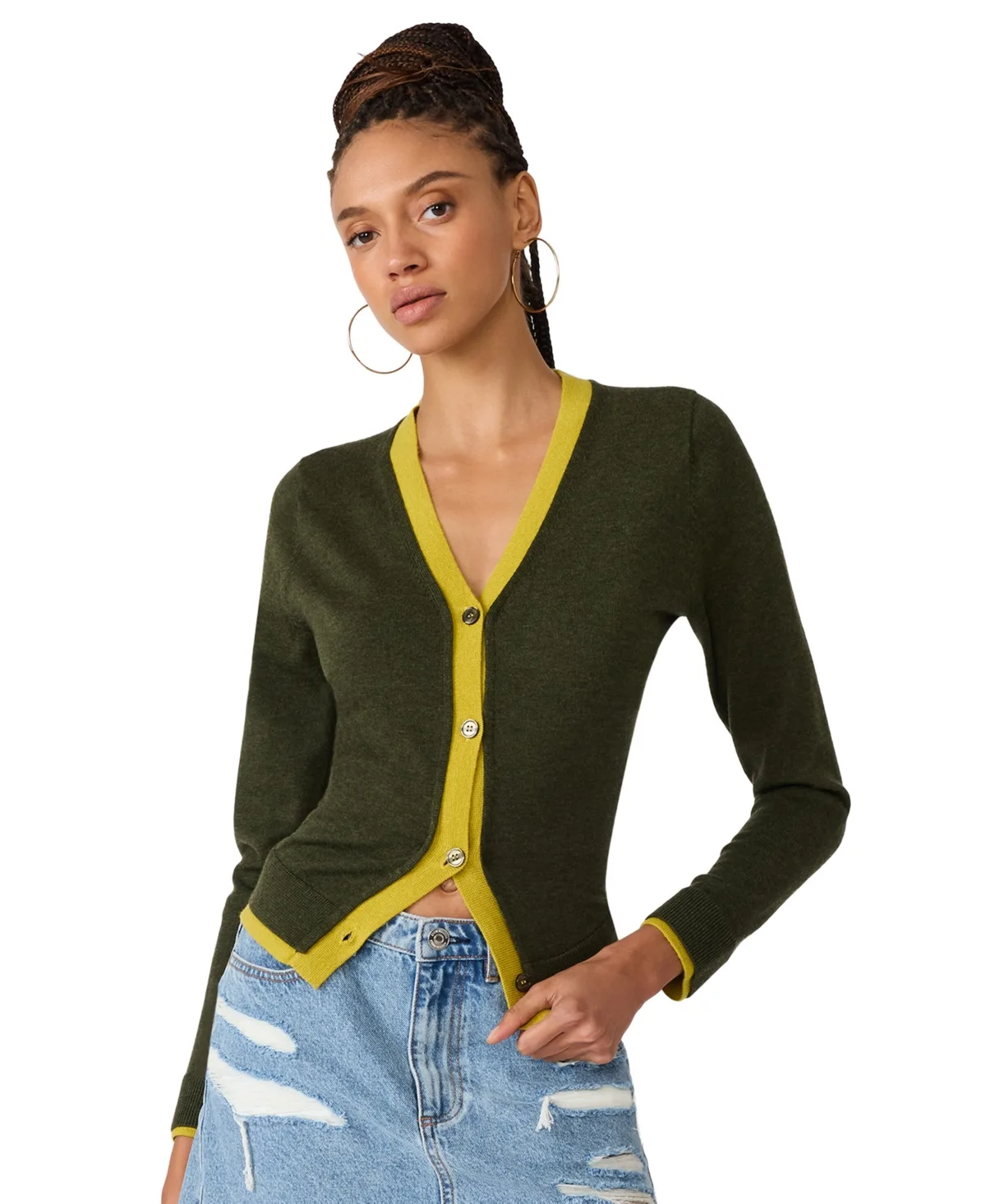 Arwen Button-Front Cardigan Sweater by Steve Madden