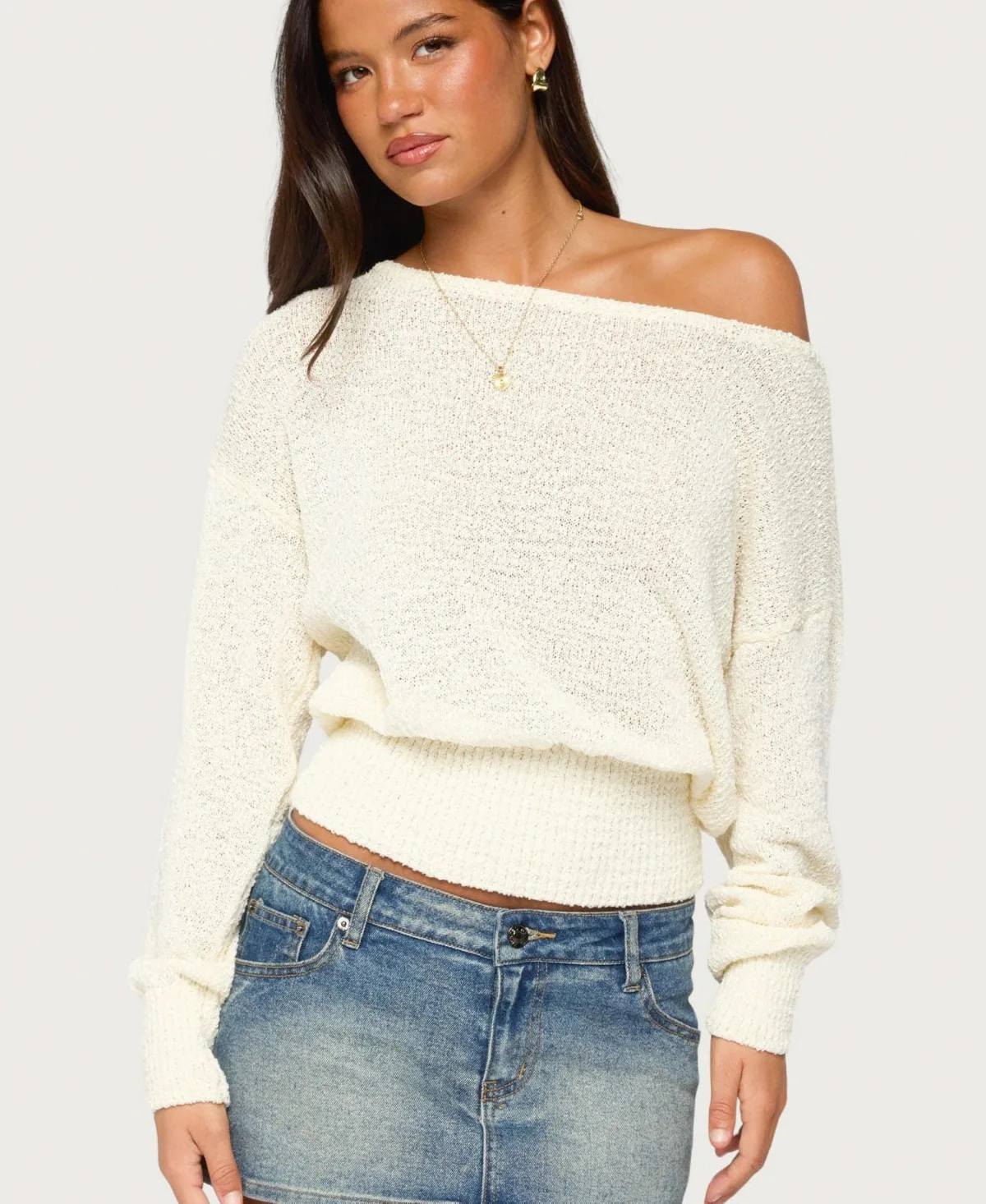 Parra Off-the-Shoulder Long-Sleeve Textured-Knit Sweater