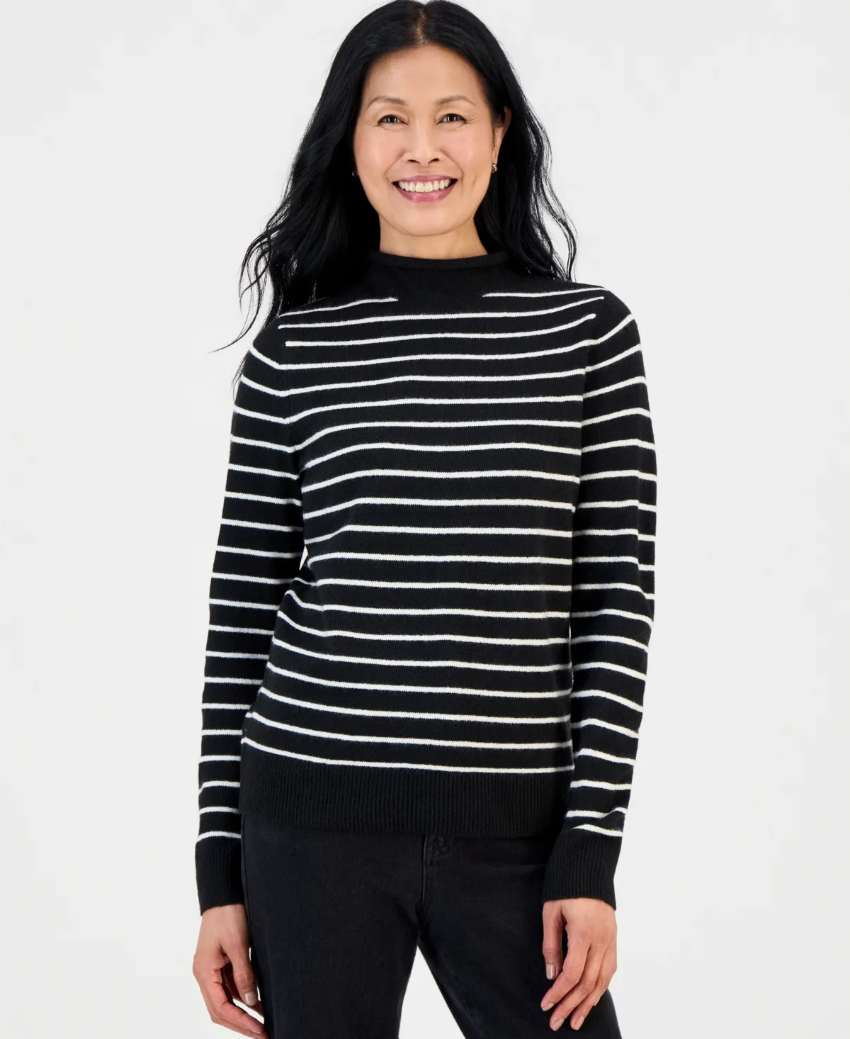 Luxsoft Stripe Rollneck Sweater