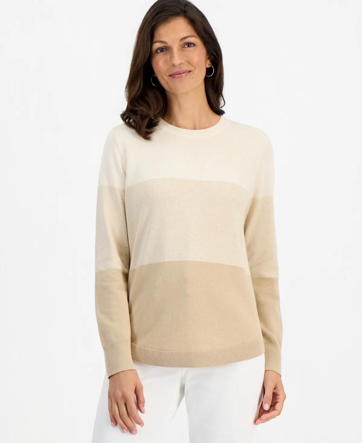 Cotton Colorblocked Curved-Hem Sweater by Style & Co