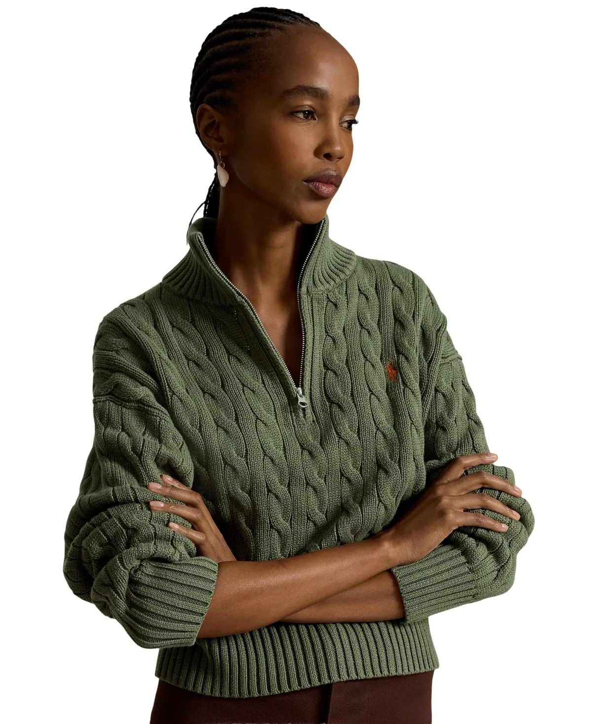 Cable-Knit Cotton Quarter-Zip Sweater by Polo Ralph Lauren
