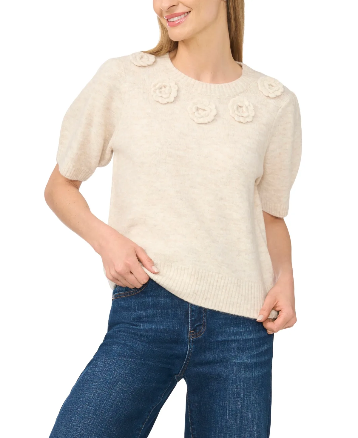 Short-Sleeve Crewneck Sweater