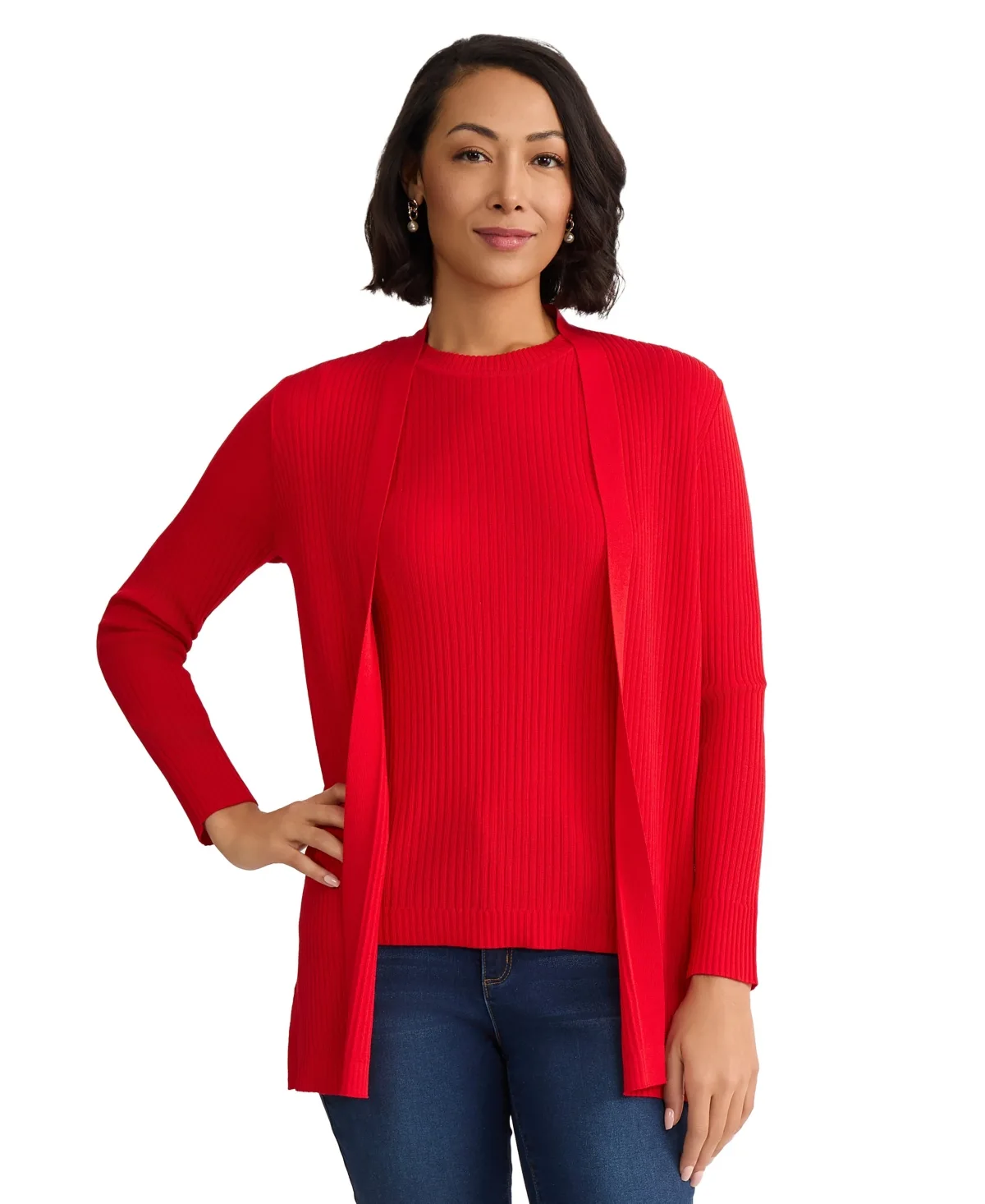 Long-Sleeve Collarless Cardigan by Jones New York